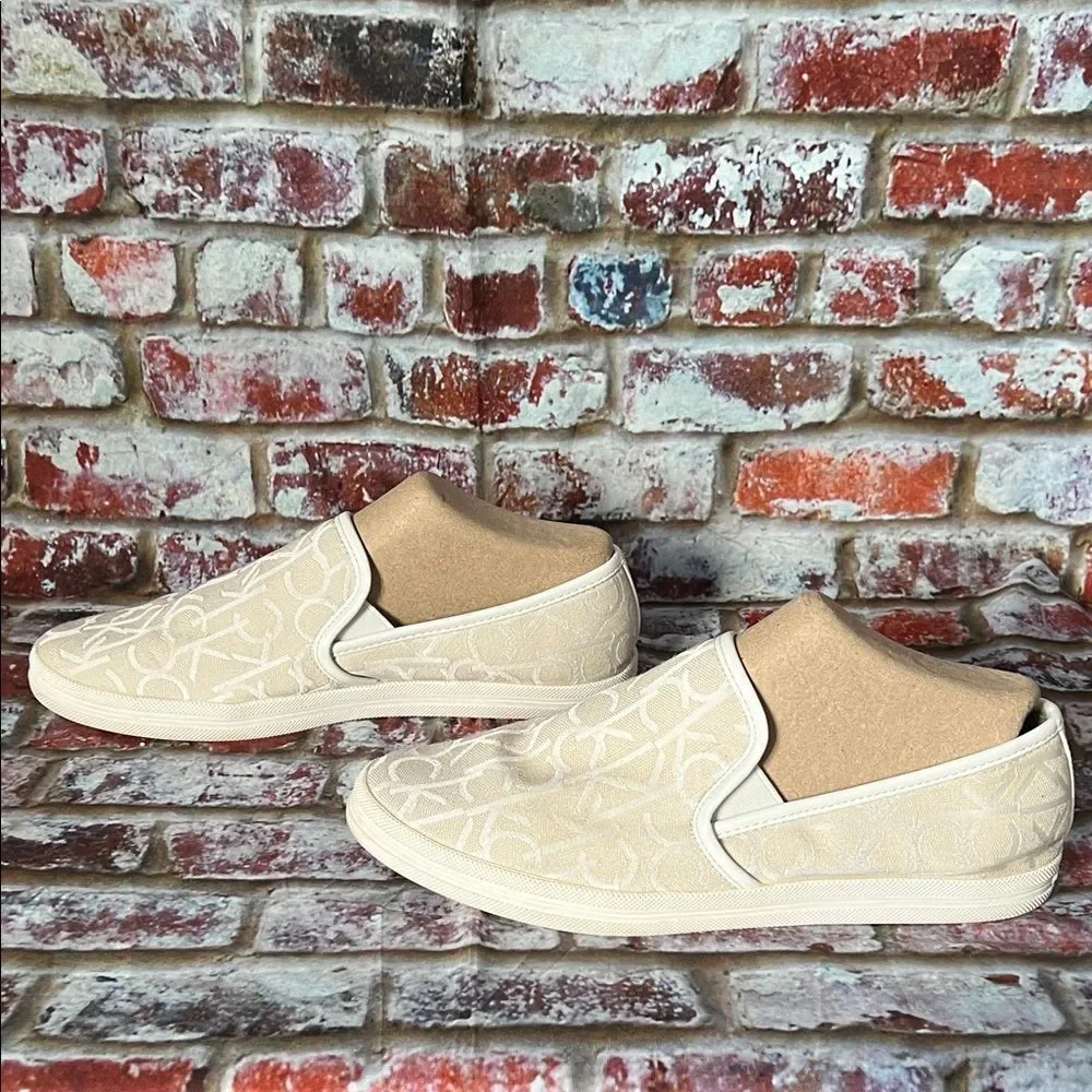 * Calvin Klein Cream Slip-On Sneakers
